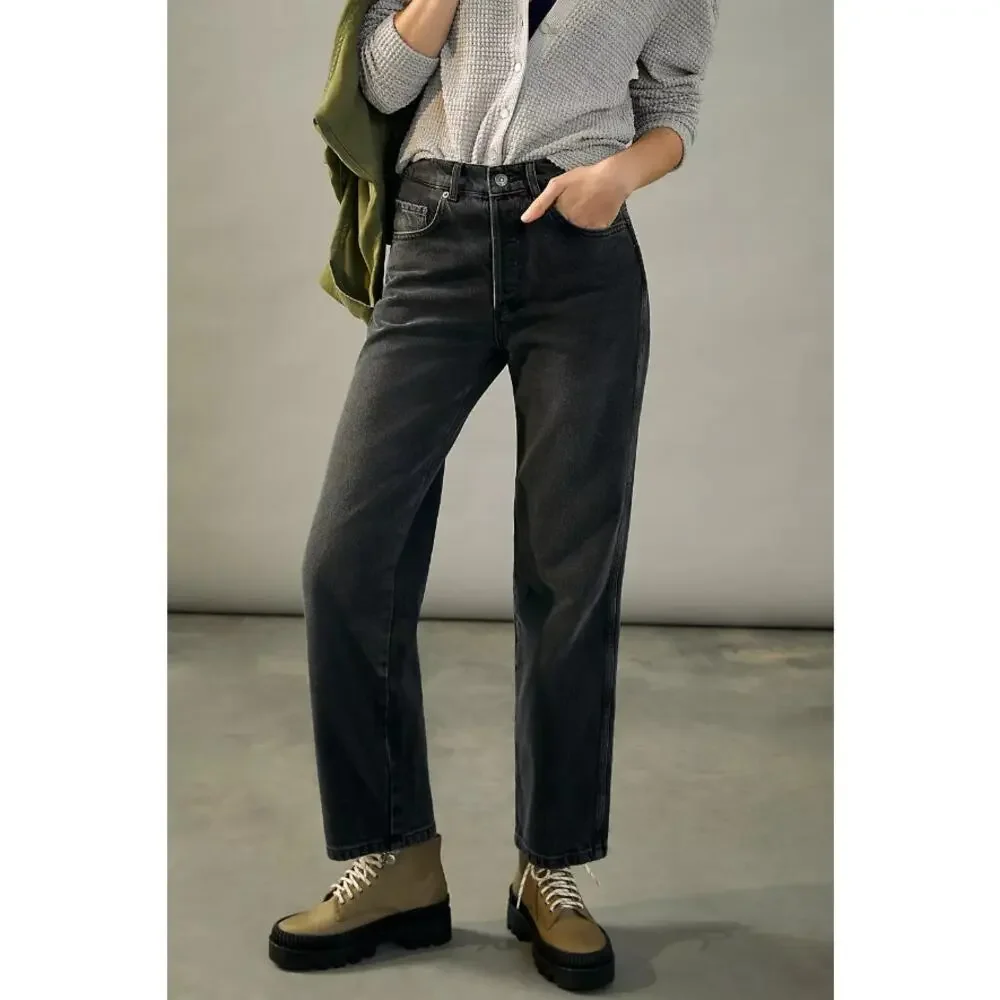 Boyish The Timmy Ultra High-Rise Straight Jeans Womens 29 Black Denim Ankle